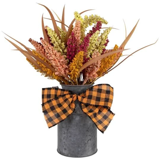 Northlight 18" Autumn Harvest Foliage In Canister Floral Decoration 3 Northlight 18" Autumn Harvest Foliage In Canister Floral Decoration