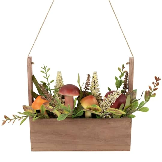 Northlight 19" Mushroom & Foliage Wooden Fall Harvest Hanging Basket 4 Northlight 19" Mushroom & Foliage Wooden Fall Harvest Hanging Basket - Image 2