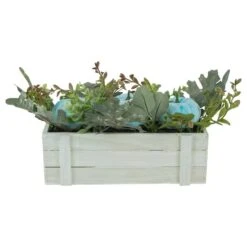 Northlight 18" White Wooden Box Of Foliage & Pumpkins Thanksgiving Decoration -Northlight D736664S 4