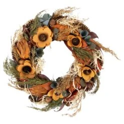Northlight 12" Sunflower & Straw Artificial Fall Harvest Wreath -Northlight D736675S 1 1