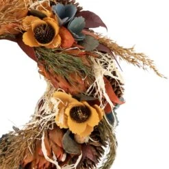 Northlight 12" Sunflower & Straw Artificial Fall Harvest Wreath -Northlight D736675S 2