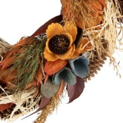 Northlight 12" Sunflower & Straw Artificial Fall Harvest Wreath -Northlight D736675S 3
