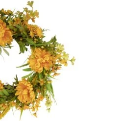 Northlight 24" Yellow Peony Artificial Fall Harvest Twig Wreath -Northlight D736679S 3