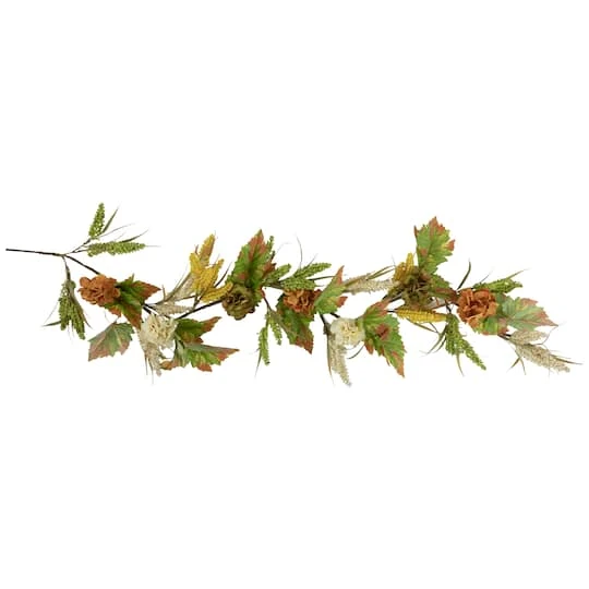 Northlight 5ft. Flowers With Wheat Artificial Fall Harvest Garland 4 Northlight 5ft. Flowers With Wheat Artificial Fall Harvest Garland - Image 2