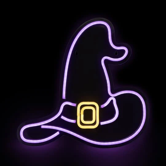 Northlight 15" Purple LED Neon Style Witch Hat Halloween Window Silhouette 3 Northlight 15" Purple LED Neon Style Witch Hat Halloween Window Silhouette