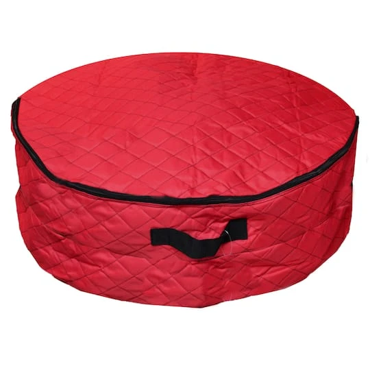 Northlight 36" Red 2-in-1 Quilted Zip Up Christmas Garland & Wreath Storage Bag 4 Northlight 36" Red 2-in-1 Quilted Zip Up Christmas Garland & Wreath Storage Bag - Image 2