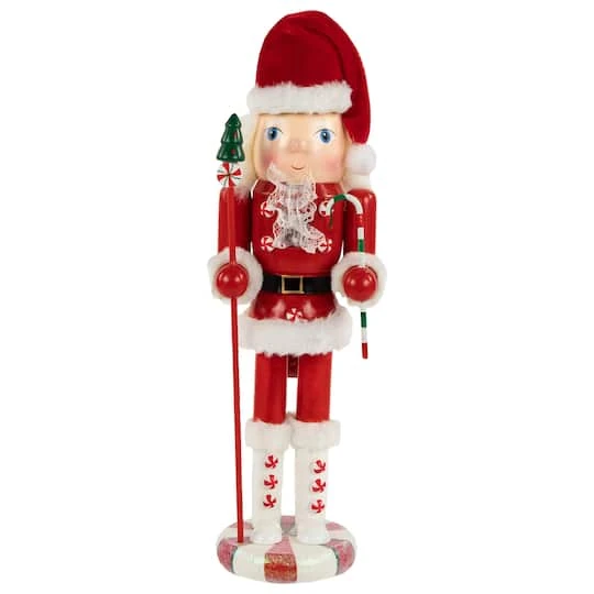 Northlight 13.75" Red & White Peppermint Twist Mrs. Claus Wooden Christmas Nutcracker 3 Northlight 13.75" Red & White Peppermint Twist Mrs. Claus Wooden Christmas Nutcracker