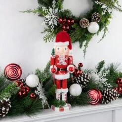 Northlight 13.75" Red & White Peppermint Twist Mrs. Claus Wooden Christmas Nutcracker 10 Northlight 13.75" Red & White Peppermint Twist Mrs. Claus Wooden Christmas Nutcracker -Northlight D755908S 2