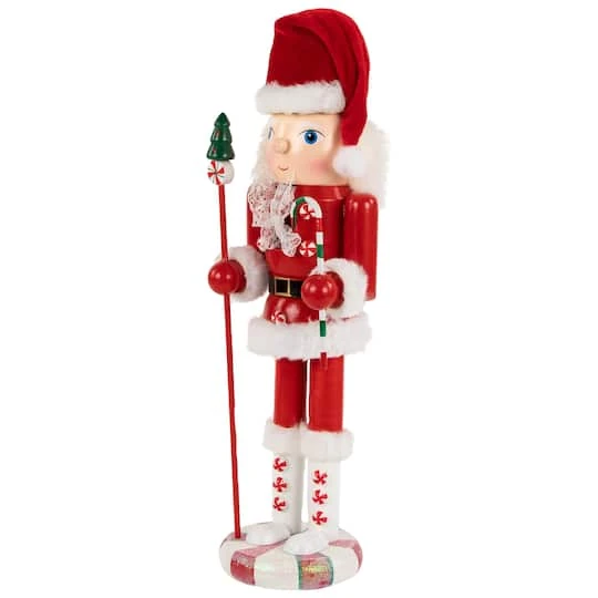 Northlight 13.75" Red & White Peppermint Twist Mrs. Claus Wooden Christmas Nutcracker 7 Northlight 13.75" Red & White Peppermint Twist Mrs. Claus Wooden Christmas Nutcracker - Image 5