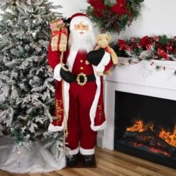 Northlight 5ft. Traditional Santa Claus With Teddy Bear & Gift Bag Standing Christmas Figure 10 Northlight 5ft. Traditional Santa Claus With Teddy Bear & Gift Bag Standing Christmas Figure -Northlight D755916S 2