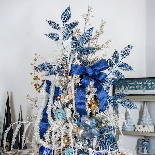 Northlight Glittered Blue Fern Christmas Spray 6 Northlight Glittered Blue Fern Christmas Spray - Image 4