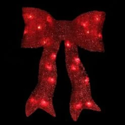 Northlight 24" Sparkling Red Lighted Bow Christmas Outdoor Decoration -Northlight D755935S 2