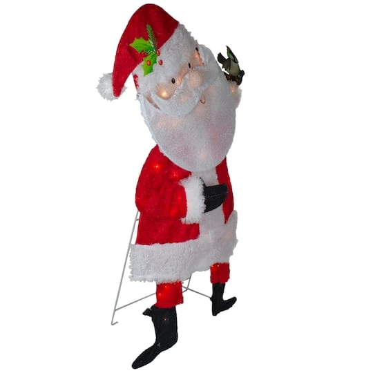 Northlight 32" Lighted Red & White Chenille Santa Outdoor Christmas Decoration 7 Northlight 32" Lighted Red & White Chenille Santa Outdoor Christmas Decoration - Image 5