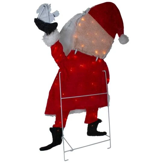 Northlight 32" Lighted Red & White Chenille Santa Outdoor Christmas Decoration 8 Northlight 32" Lighted Red & White Chenille Santa Outdoor Christmas Decoration - Image 6