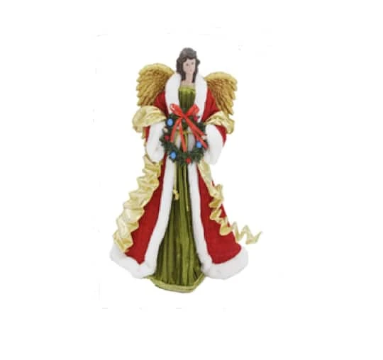 Northlight 18" Unlit Red And Green Angel With Wreath Christmas Tree Topper 3 Northlight 18" Unlit Red And Green Angel With Wreath Christmas Tree Topper
