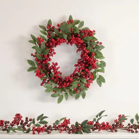 Northlight 5ft. Christmas Leaves & Red Berries Artificial Garland 5 Northlight 5ft. Christmas Leaves & Red Berries Artificial Garland - Image 3