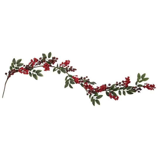 Northlight 5ft. Christmas Leaves & Red Berries Artificial Garland 6 Northlight 5ft. Christmas Leaves & Red Berries Artificial Garland - Image 4