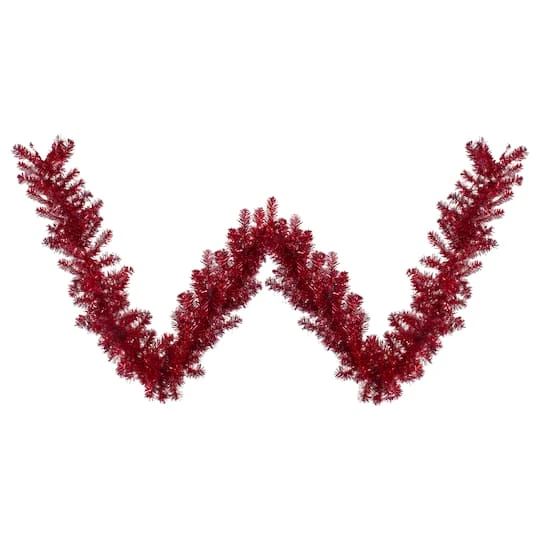 Northlight 9ft. Metallic Red Christmas Tinsel Garland 4 Northlight 9ft. Metallic Red Christmas Tinsel Garland - Image 2