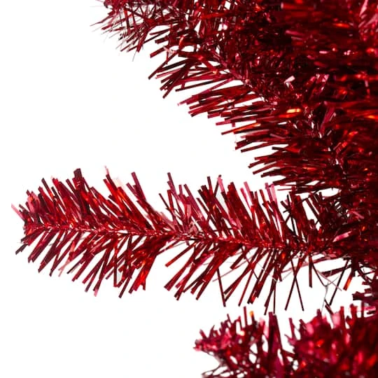 Northlight 9ft. Metallic Red Christmas Tinsel Garland 5 Northlight 9ft. Metallic Red Christmas Tinsel Garland - Image 3