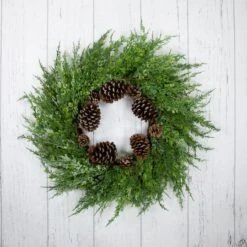 Northlight 26" Frosted Cedar & Pinecone Christmas Wreath 10 Northlight 26" Frosted Cedar & Pinecone Christmas Wreath -Northlight D756028S 2