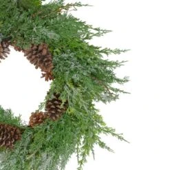 Northlight 26" Frosted Cedar & Pinecone Christmas Wreath 13 Northlight 26" Frosted Cedar & Pinecone Christmas Wreath -Northlight D756028S 5