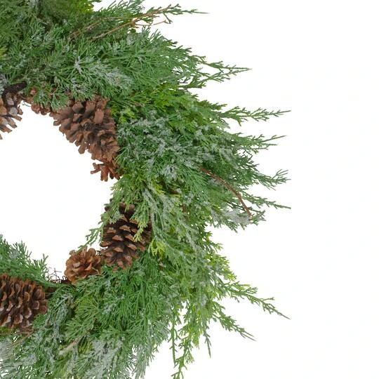 Northlight 26" Frosted Cedar & Pinecone Christmas Wreath 8 Northlight 26" Frosted Cedar & Pinecone Christmas Wreath - Image 6