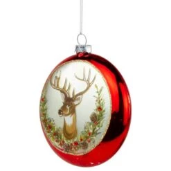 Northlight Glittered Reindeer Glass Christmas Disc Ornament -Northlight D756237S 5