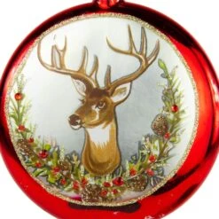 Northlight Glittered Reindeer Glass Christmas Disc Ornament -Northlight D756237S 6