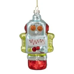 Northlight Silver & Green Robot Hanging Glass Christmas Ornament