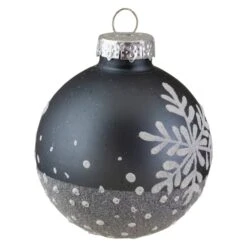 Northlight 6ct. 4" Gray & White Snowflake Glass Ball Ornaments 10 Northlight 6ct. 4" Gray & White Snowflake Glass Ball Ornaments -Northlight D756279S 3