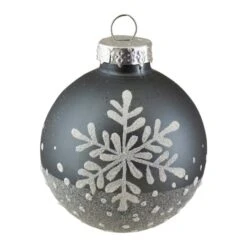 Northlight 6ct. 4" Gray & White Snowflake Glass Ball Ornaments 11 Northlight 6ct. 4" Gray & White Snowflake Glass Ball Ornaments -Northlight D756279S 4