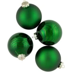 Northlight 4ct. 4" Green 2-Finish Glass Ball Ornaments