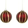 Northlight 2ct. 4" Burgundy And Gold Striped Beaded Christmas Glass Ball Ornaments 1 Northlight 2ct. 4" Burgundy And Gold Striped Beaded Christmas Glass Ball Ornaments -Northlight D756292S 1
