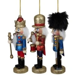 Northlight 3ct. 5.25" Glittery Nutcracker King Soldier And Drummer Ornaments -Northlight D756305S 3