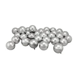 Northlight 32ct. 3.25" Shiny Silver Shatterproof Plastic Ball Ornaments