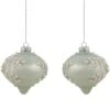 Northlight 2ct. Pastel Green Icy Snowflakes Glass Onion Ornaments 2 Northlight 2ct. Pastel Green Icy Snowflakes Glass Onion Ornaments -Northlight D756342S 1