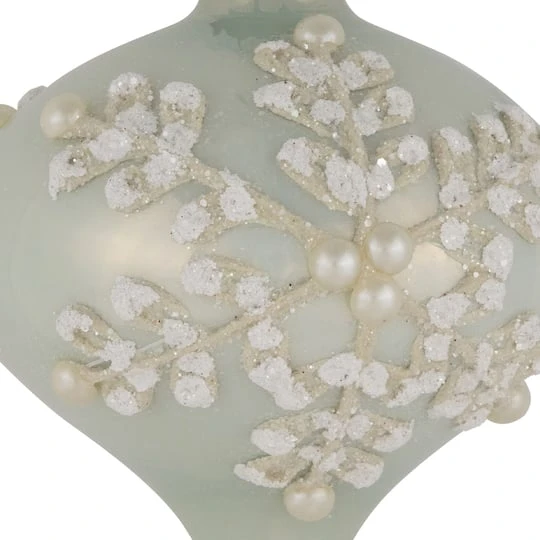 Northlight 2ct. Pastel Green Icy Snowflakes Glass Onion Ornaments 5 Northlight 2ct. Pastel Green Icy Snowflakes Glass Onion Ornaments - Image 3