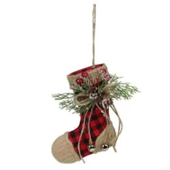 Northlight Red Plaid & Burlap Stocking Ornament