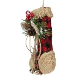 Northlight Red Plaid & Burlap Stocking Ornament -Northlight D756345S 4