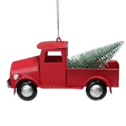 Northlight Red Vintage Style Truck With Frosted Tree Ornament