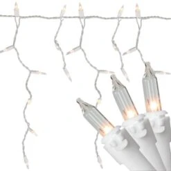 Northlight 50ct. White Window Curtain Mini Christmas Icicle Lights With White Wire -Northlight D756362S 3
