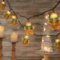 Northlight 10ct. Gingerbread Man Christmas String Lights With Green Wire -Northlight D756406S 2