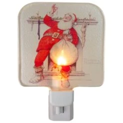 Northlight 6" Norman Rockwell Filling The Stocking Glass Christmas Night Light
