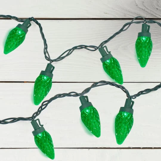 Northlight 50ct. Green LED Faceted C9 Christmas String Lights With Green Wire 5 Northlight 50ct. Green LED Faceted C9 Christmas String Lights With Green Wire - Image 3