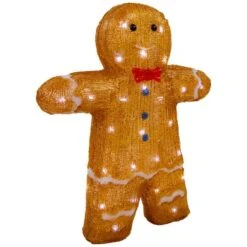 Northlight 16" LED Lighted Acrylic Gingerbread Man With Bow Tie Christmas Decoration -Northlight D756618S 2