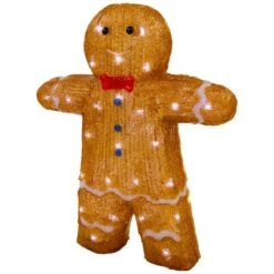 Northlight 16" LED Lighted Acrylic Gingerbread Man With Bow Tie Christmas Decoration -Northlight D756618S 3