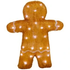 Northlight 16" LED Lighted Acrylic Gingerbread Man With Bow Tie Christmas Decoration -Northlight D756618S 4