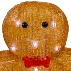 Northlight 16" LED Lighted Acrylic Gingerbread Man With Bow Tie Christmas Decoration -Northlight D756618S 5