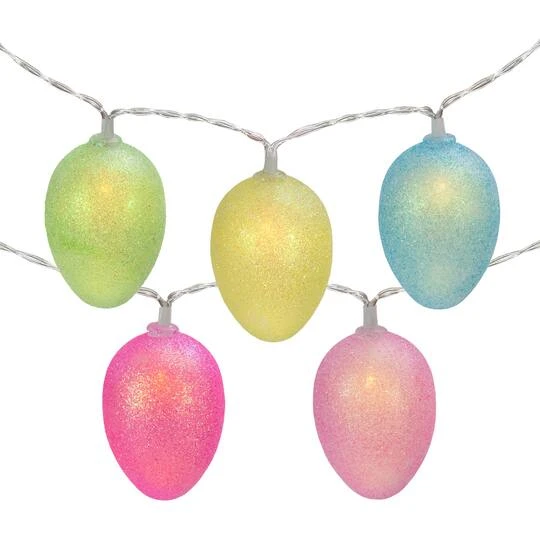 Northlight 10ct. Multicolor Glitter Easter Egg LED String Lights With Clear Wire 4 Northlight 10ct. Multicolor Glitter Easter Egg LED String Lights With Clear Wire - Image 2