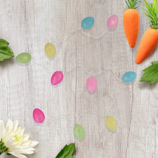 Northlight 10ct. Multicolor Glitter Easter Egg LED String Lights With Clear Wire 6 Northlight 10ct. Multicolor Glitter Easter Egg LED String Lights With Clear Wire - Image 4